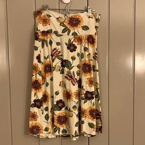 Sunflower Print A-Line Skirt